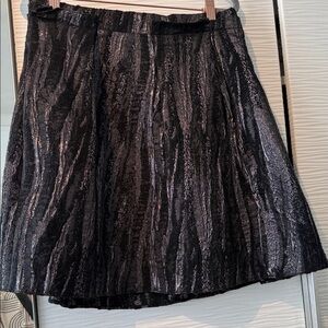 Charlotte Brody Chic Black&Gray A-Line Skirt wool&silk sz L